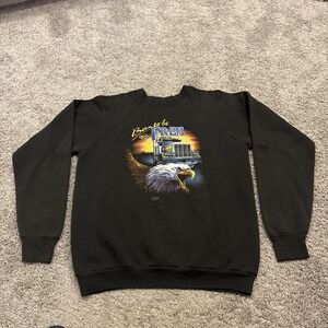 1988 Rolling Thunder 3D Emblem Truckers Born To Be Free Eagle Vintage Crewneck